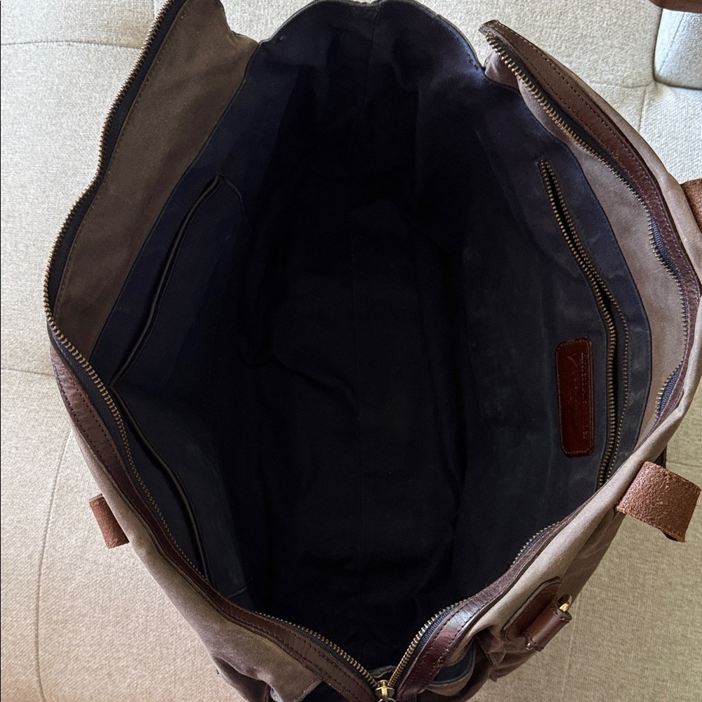 Ernest Alexander Men's Grey/ Brown Canvas Work Bag with Leather Handles - Picture 3 of 6